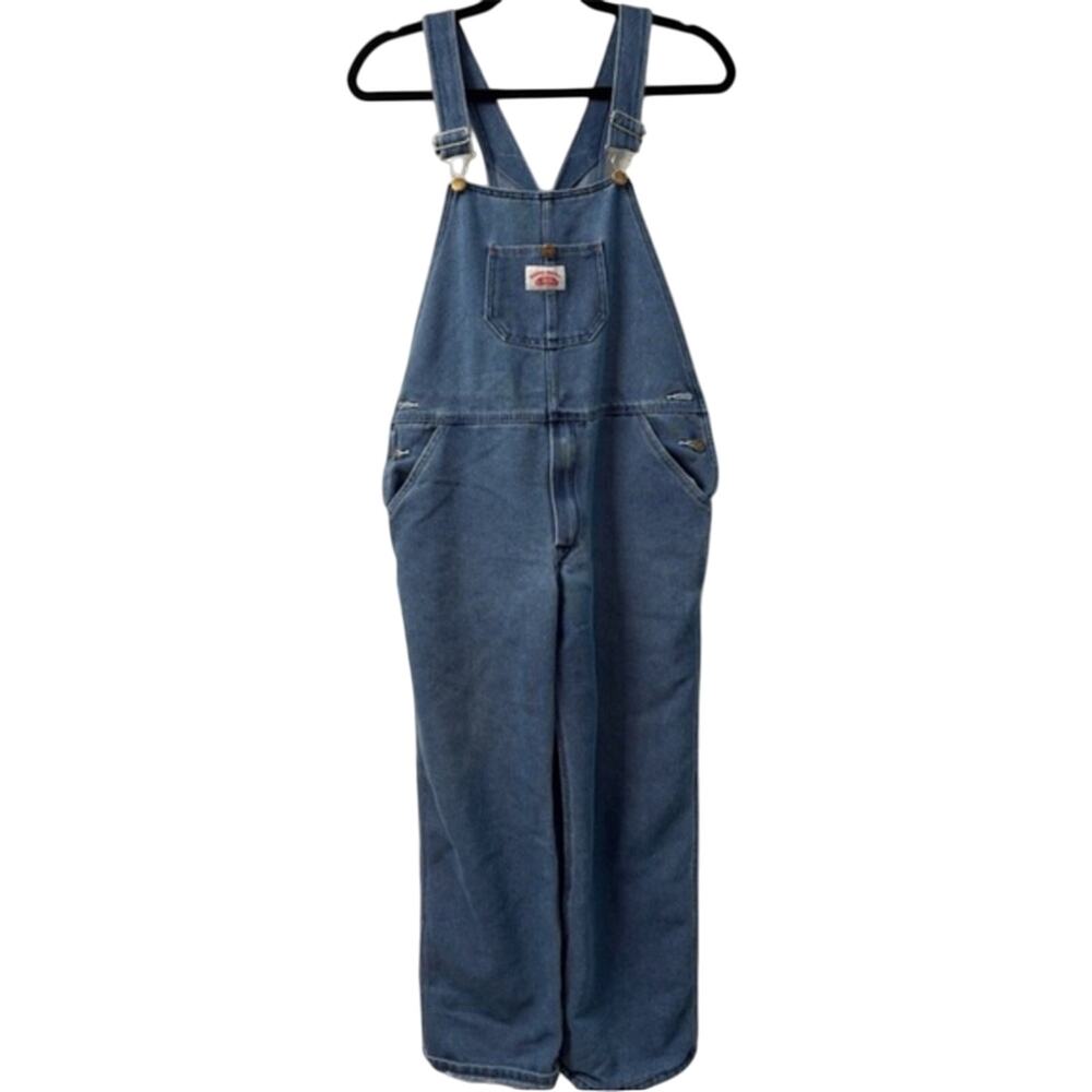 Vintage roundhouse Kids Blue Denim Overalls size 18 jeans pumpkin patch farm